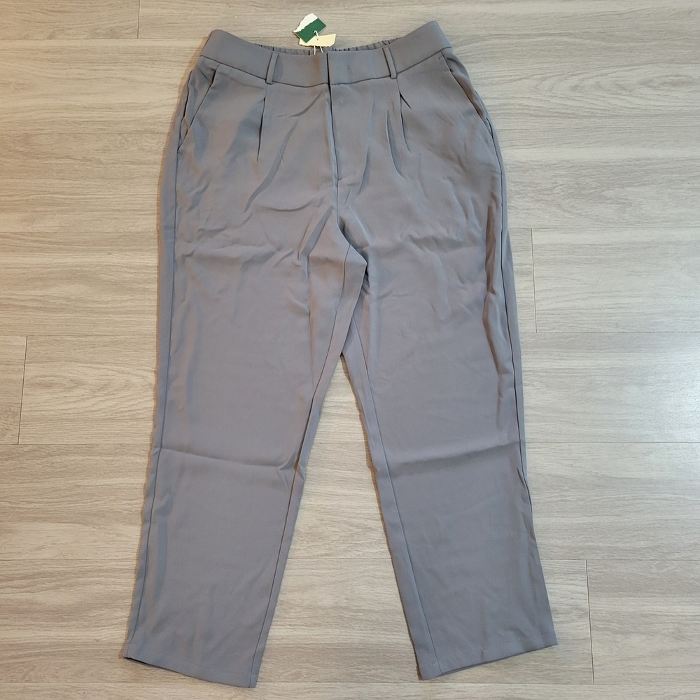 Halara Gray Pleated Dress Pants Tall XL Elastic Back Trousers NWT
